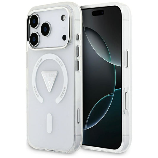 Pouzdro MagSafe pro Apple iPhone 17 Pro, Guess, IML Gradient Triangle Logo, Transparentní
