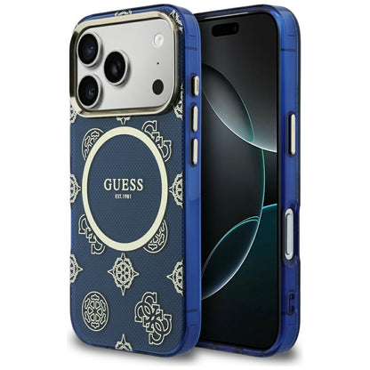 Pouzdro MagSafe pro Apple iPhone 17 Pro, Guess, IML Peony Dot, Modrá
