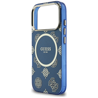 Pouzdro MagSafe pro Apple iPhone 17 Pro, Guess, IML Peony Dot, Modrá