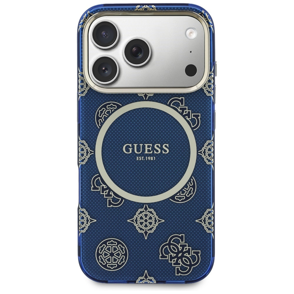 Pouzdro MagSafe pro Apple iPhone 17 Pro, Guess, IML Peony Dot, Modrá