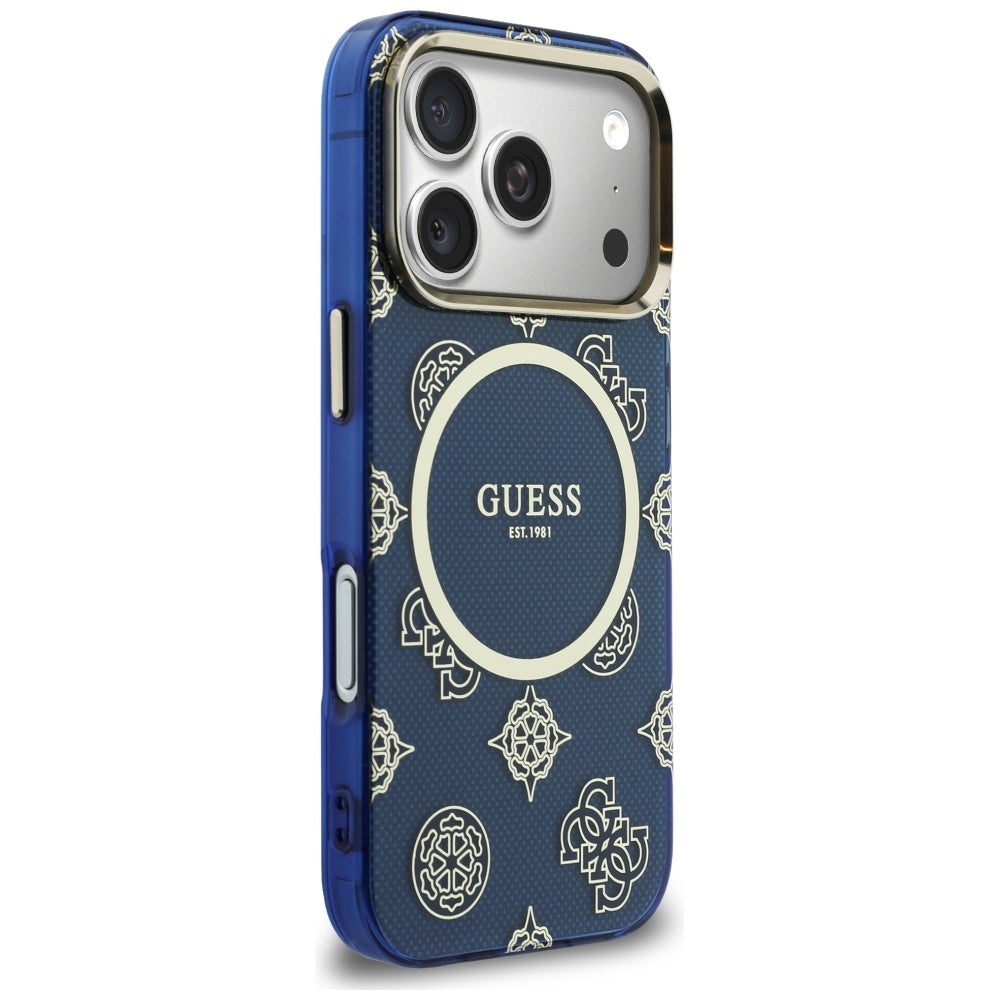 Pouzdro MagSafe pro Apple iPhone 17 Pro, Guess, IML Peony Dot, Modrá