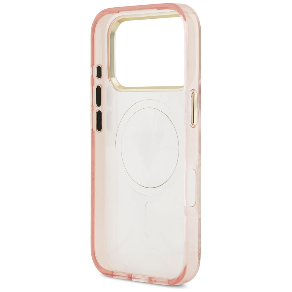 Pouzdro MagSafe pro Apple iPhone 17 Pro, Guess, Jungle Tonal Triangle, Růžová