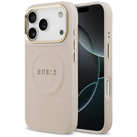Pouzdro MagSafe pro Apple iPhone 17 Pro, Guess, Peony Hot Stamp, Růžové