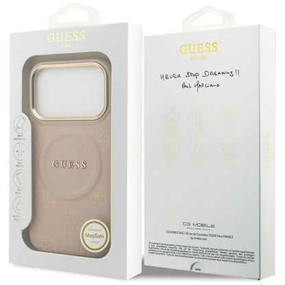 Pouzdro MagSafe pro Apple iPhone 17 Pro, Guess, Peony Hot Stamp, Růžové