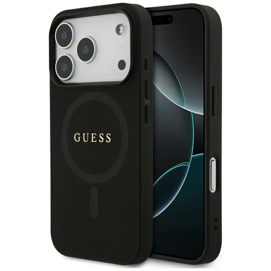 Pouzdro MagSafe pro Apple iPhone 17 Pro, Guess, Saffiano Classic Logo, Černá