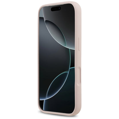 Pouzdro MagSafe pro Apple iPhone 17 Pro, Guess, Script Metal Logo, Světle růžová