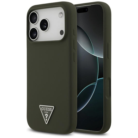 Pouzdro MagSafe pro Apple iPhone 17 Pro, Guess, Triangle Logo, Kaki