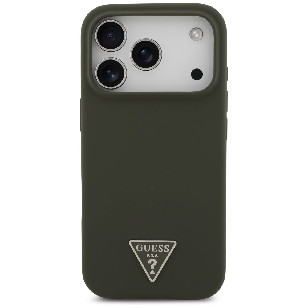 Pouzdro MagSafe pro Apple iPhone 17 Pro, Guess, Triangle Logo, Kaki