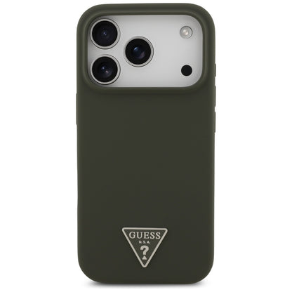 Pouzdro MagSafe pro Apple iPhone 17 Pro, Guess, Triangle Logo, Kaki