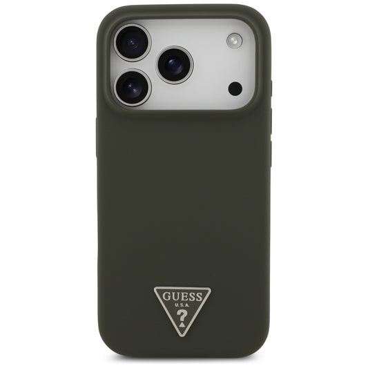 Pouzdro MagSafe pro Apple iPhone 17 Pro, Guess, Triangle Logo, Kaki