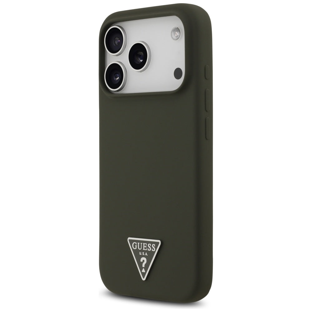 Pouzdro MagSafe pro Apple iPhone 17 Pro, Guess, Triangle Logo, Kaki