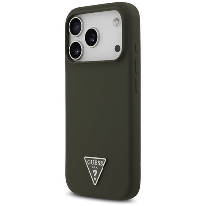 Pouzdro MagSafe pro Apple iPhone 17 Pro, Guess, Triangle Logo, Kaki