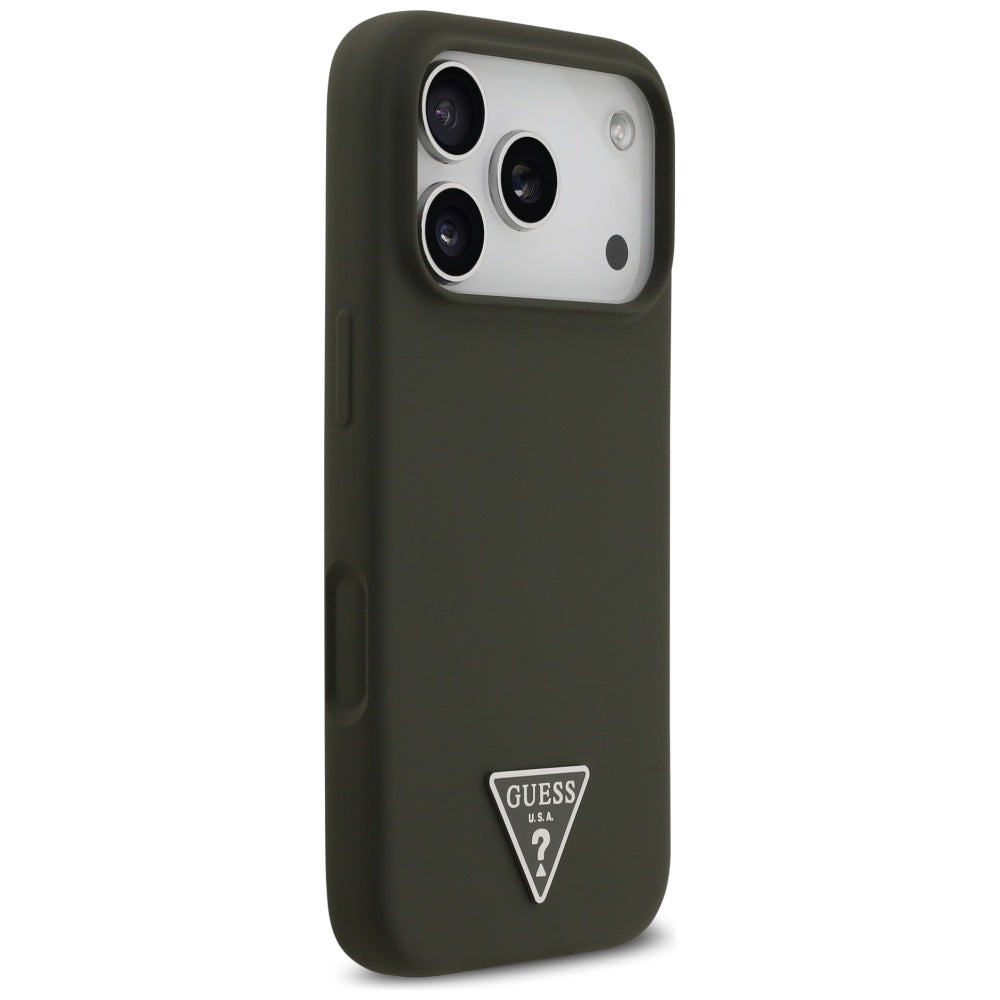 Pouzdro MagSafe pro Apple iPhone 17 Pro, Guess, Triangle Logo, Kaki