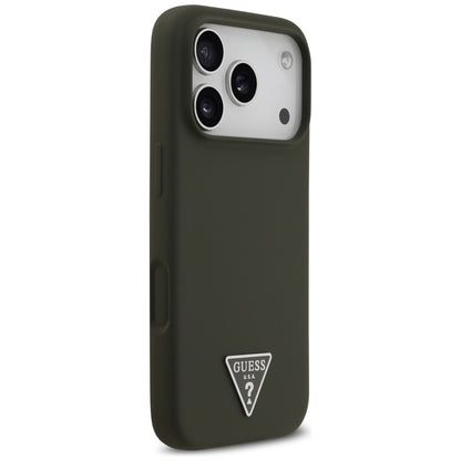 Pouzdro MagSafe pro Apple iPhone 17 Pro, Guess, Triangle Logo, Kaki