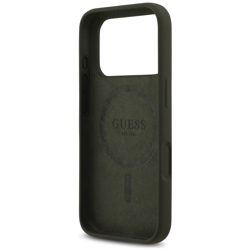 Pouzdro MagSafe pro Apple iPhone 17 Pro, Guess, Triangle Logo, Kaki