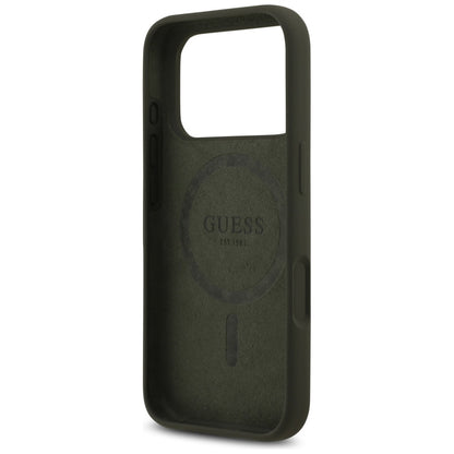Pouzdro MagSafe pro Apple iPhone 17 Pro, Guess, Triangle Logo, Kaki