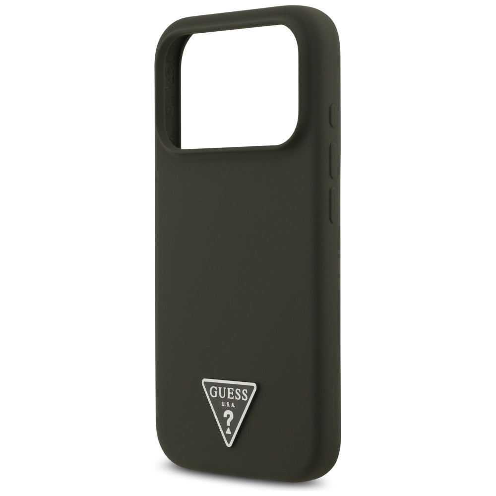 Pouzdro MagSafe pro Apple iPhone 17 Pro, Guess, Triangle Logo, Kaki