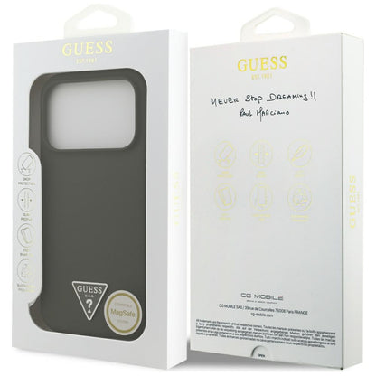 Pouzdro MagSafe pro Apple iPhone 17 Pro, Guess, Triangle Logo, Kaki