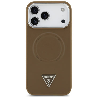 Pouzdro MagSafe pro Apple iPhone 17 Pro, Guess, Triangle Logo, Stříbrně Hnědé