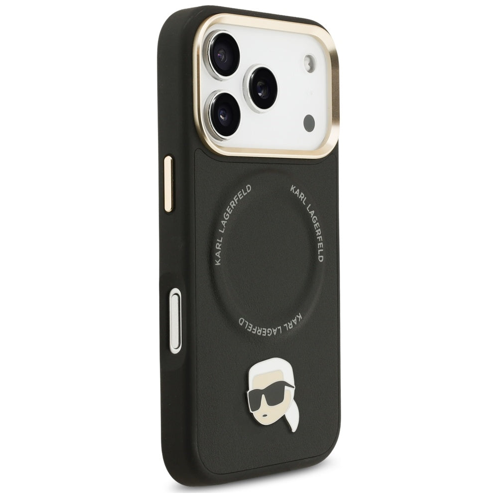Pouzdro MagSafe pro Apple iPhone 17 Pro, Karl Lagerfeld, Big Strap Karl Metal Logo, Černá