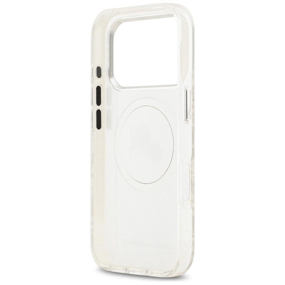 Pouzdro MagSafe pro Apple iPhone 17 Pro, Karl Lagerfeld, Glitter Karl & Choupette Head, Bílá