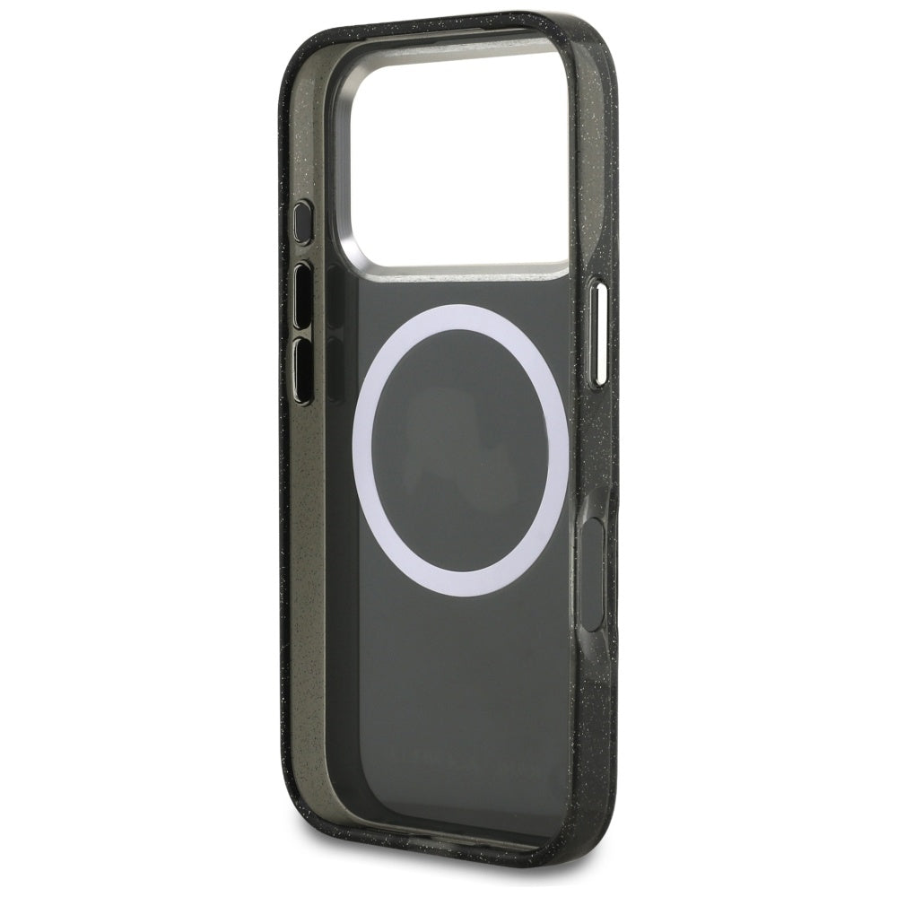 Pouzdro MagSafe pro Apple iPhone 17 Pro, Karl Lagerfeld, Glitter Karl & Choupette Head, Černá