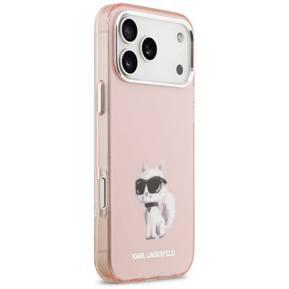Pouzdro MagSafe pro Apple iPhone 17 Pro, Karl Lagerfeld, IML Aquarelle Logo Choupette, Růžové