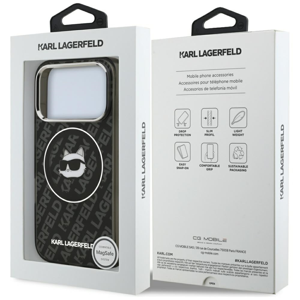 Pouzdro MagSafe pro Apple iPhone 17 Pro, Karl Lagerfeld, IML Choupette`s Head, Černá