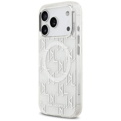 Pouzdro MagSafe pro Apple iPhone 17 Pro, Karl Lagerfeld, IML KL Monogram, Bílá