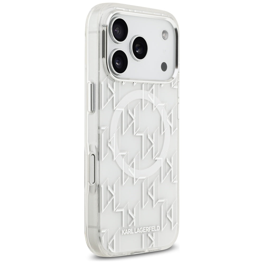 Pouzdro MagSafe pro Apple iPhone 17 Pro, Karl Lagerfeld, IML KL Monogram, Bílá