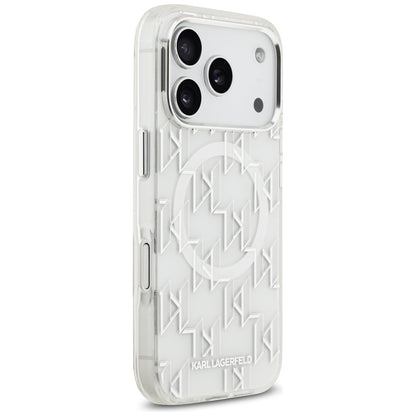 Pouzdro MagSafe pro Apple iPhone 17 Pro, Karl Lagerfeld, IML KL Monogram, Bílá