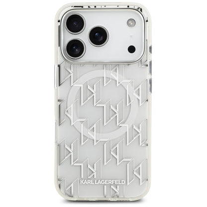 Pouzdro MagSafe pro Apple iPhone 17 Pro, Karl Lagerfeld, IML KL Monogram, Bílá