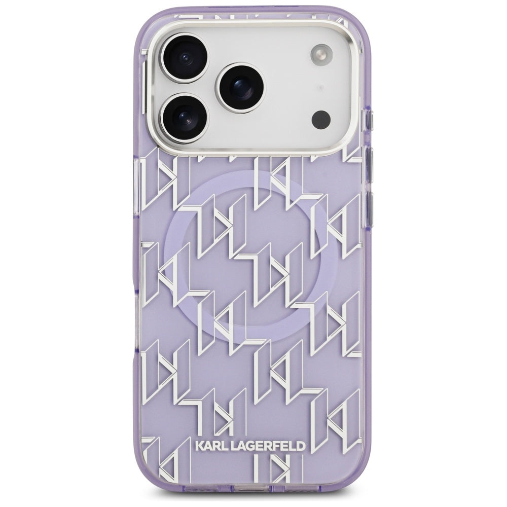 Pouzdro MagSafe pro Apple iPhone 17 Pro, Karl Lagerfeld, IML KL Monogram, Fialová