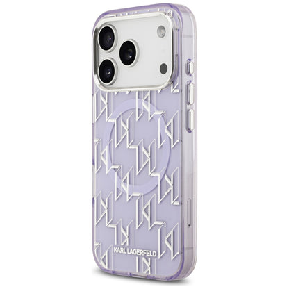 Pouzdro MagSafe pro Apple iPhone 17 Pro, Karl Lagerfeld, IML KL Monogram, Fialová