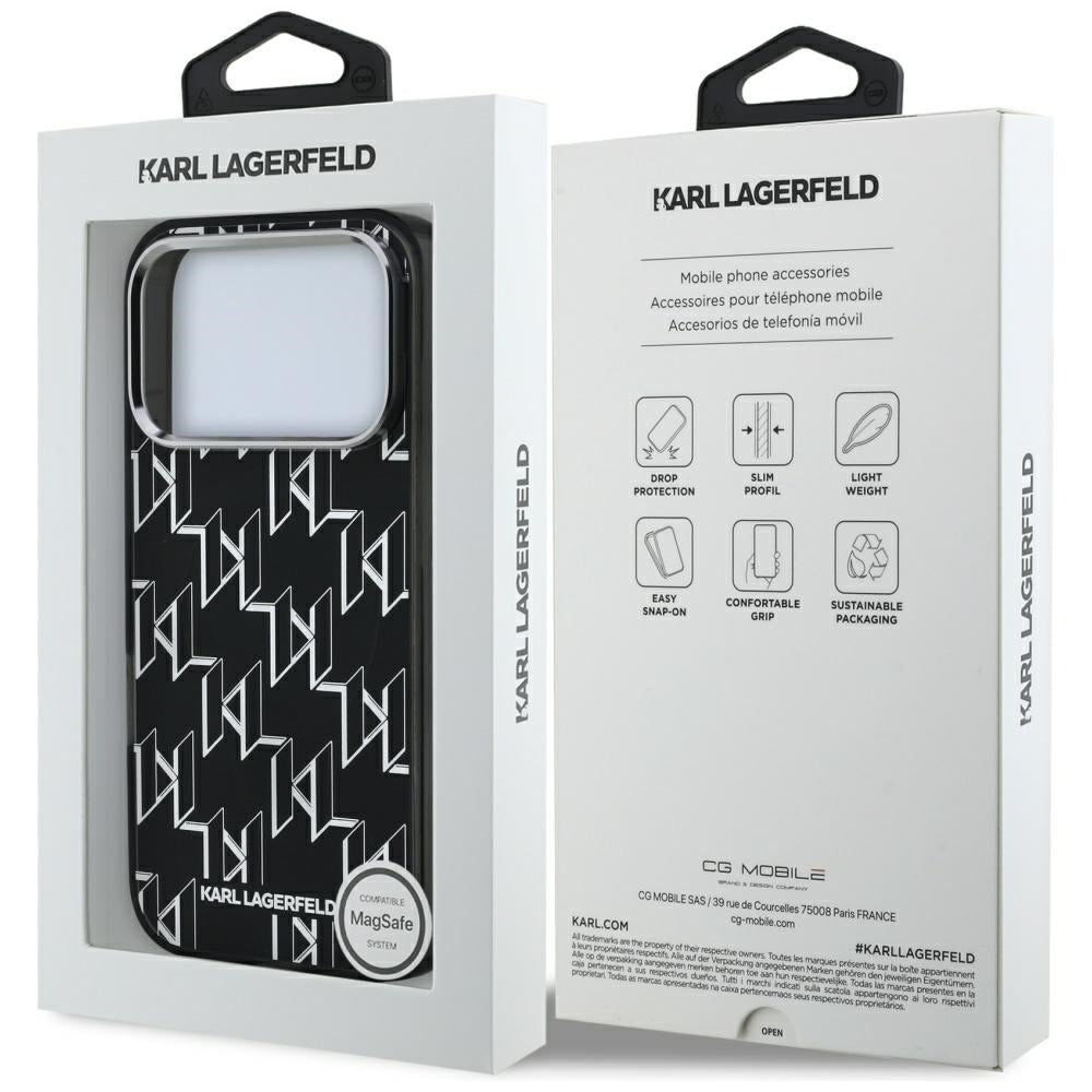 Pouzdro MagSafe pro Apple iPhone 17 Pro, Karl Lagerfeld, IML KL Monogram, Černá