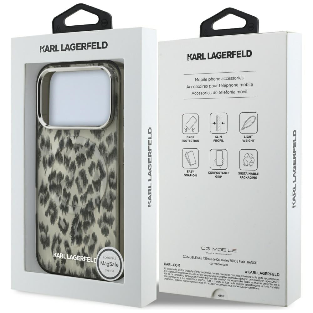 Pouzdro MagSafe pro Apple iPhone 17 Pro, Karl Lagerfeld, IML Leopard Pattern, Hnědá