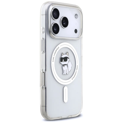 Pouzdro MagSafe pro Apple iPhone 17 Pro, Karl Lagerfeld, IML Logo Choupette, Průhledné