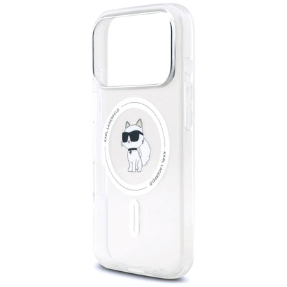 Pouzdro MagSafe pro Apple iPhone 17 Pro, Karl Lagerfeld, IML Logo Choupette, Průhledné
