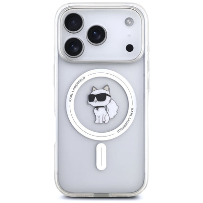 Pouzdro MagSafe pro Apple iPhone 17 Pro, Karl Lagerfeld, IML Logo Choupette, Průhledné