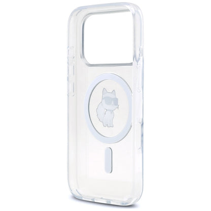 Pouzdro MagSafe pro Apple iPhone 17 Pro, Karl Lagerfeld, IML Logo Choupette, Průhledné
