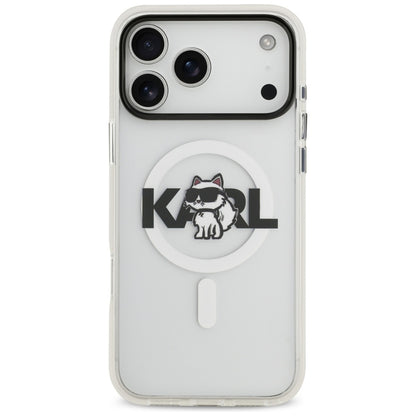 Pouzdro MagSafe pro Apple iPhone 17 Pro, Karl Lagerfeld, IML Sketch Logo Choupette, Průhledné