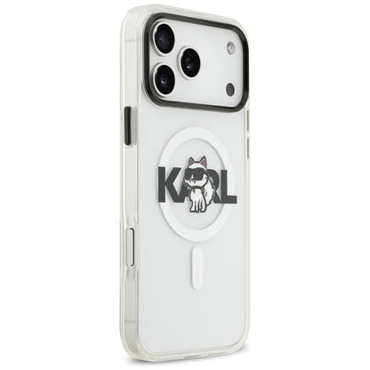 Pouzdro MagSafe pro Apple iPhone 17 Pro, Karl Lagerfeld, IML Sketch Logo Choupette, Průhledné