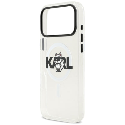 Pouzdro MagSafe pro Apple iPhone 17 Pro, Karl Lagerfeld, IML Sketch Logo Choupette, Průhledné