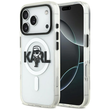 Pouzdro MagSafe pro Apple iPhone 17 Pro, Karl Lagerfeld, IML Sketch Logo Karl, Průhledné