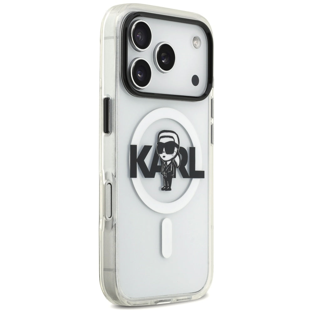 Pouzdro MagSafe pro Apple iPhone 17 Pro, Karl Lagerfeld, IML Sketch Logo Karl, Průhledné