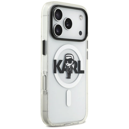 Pouzdro MagSafe pro Apple iPhone 17 Pro, Karl Lagerfeld, IML Sketch Logo Karl, Průhledné