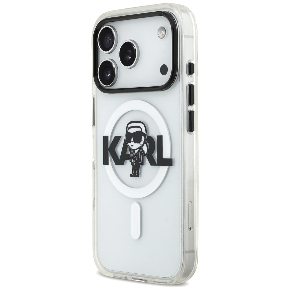 Pouzdro MagSafe pro Apple iPhone 17 Pro, Karl Lagerfeld, IML Sketch Logo Karl, Průhledné