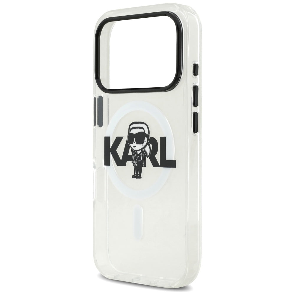 Pouzdro MagSafe pro Apple iPhone 17 Pro, Karl Lagerfeld, IML Sketch Logo Karl, Průhledné