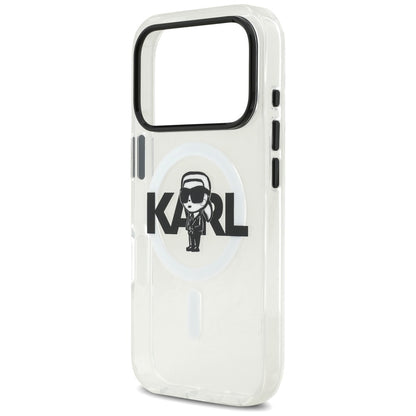 Pouzdro MagSafe pro Apple iPhone 17 Pro, Karl Lagerfeld, IML Sketch Logo Karl, Průhledné