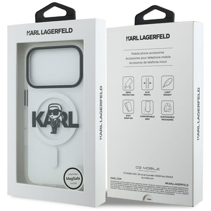 Pouzdro MagSafe pro Apple iPhone 17 Pro, Karl Lagerfeld, IML Sketch Logo Karl, Průhledné